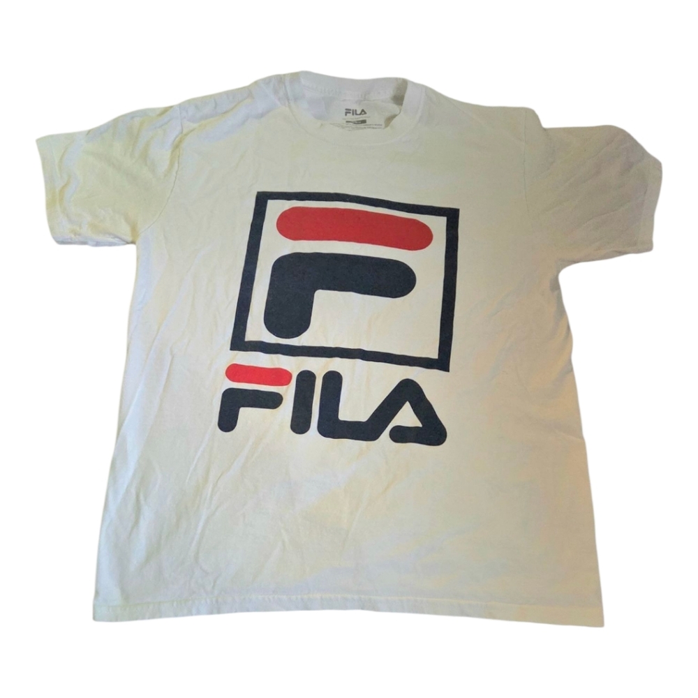 Fila White Tee with Red and Navy Logo